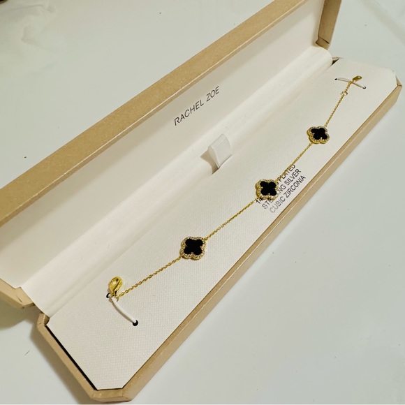 Rachel Zoe Jewelry - Rachel Zoe 14K Gold Plated Sterling Silver Clover Cubic Zirconia Bracelet NIB